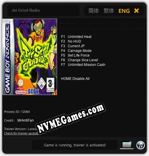 Jet Grind Radio: Cheats, Trainer +7 [MrAntiFan]