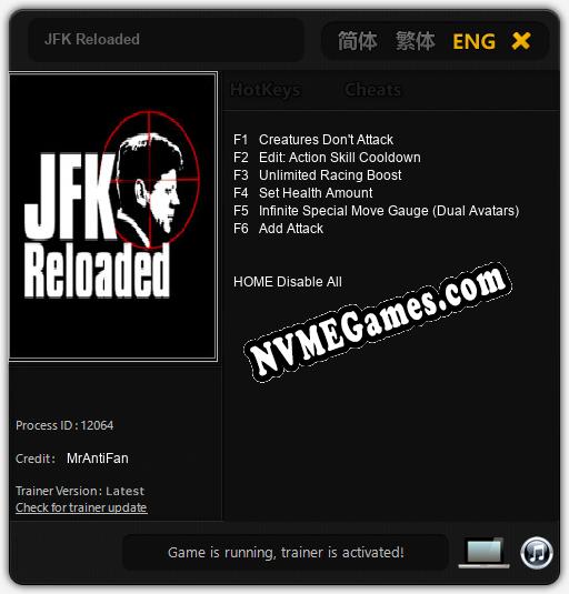 JFK Reloaded: Trainer +6 [v1.5]