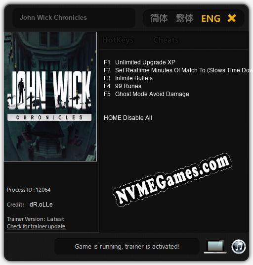 Treinador liberado para John Wick Chronicles [v1.0.9]