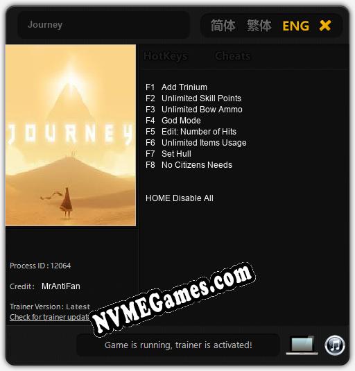 Journey: Trainer +8 [v1.6]