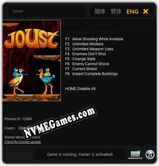 Joust: Cheats, Trainer +8 [CheatHappens.com]