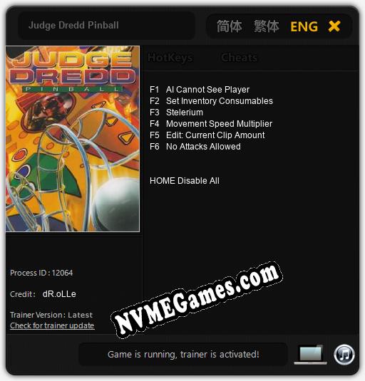 Judge Dredd Pinball: Cheats, Trainer +6 [dR.oLLe]