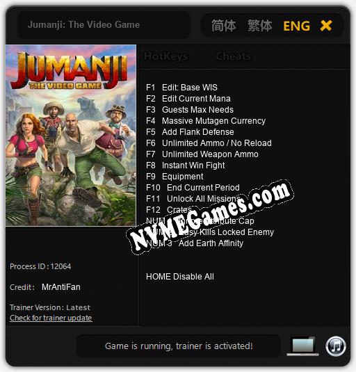 Jumanji: The Video Game: Treinador (V1.0.18)