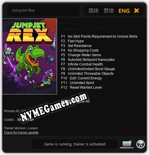 JumpJet Rex: Treinador (V1.0.51)