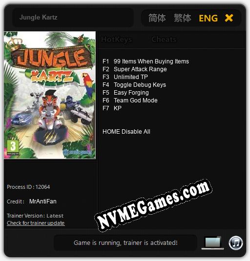 Treinador liberado para Jungle Kartz [v1.0.1]