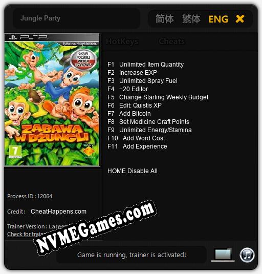 Jungle Party: Cheats, Trainer +11 [CheatHappens.com]