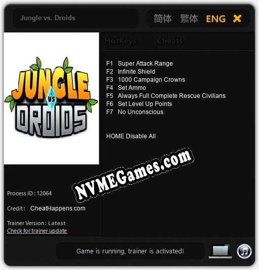 Jungle vs. Droids: Cheats, Trainer +7 [CheatHappens.com]