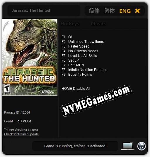 Jurassic: The Hunted: Treinador (V1.0.95)