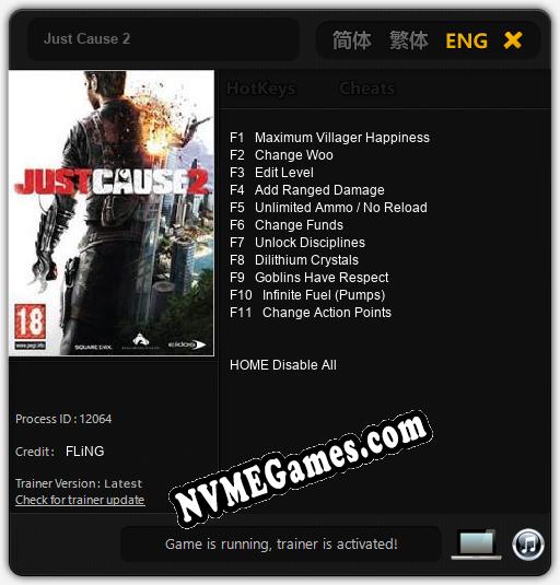 Treinador liberado para Just Cause 2 [v1.0.2]