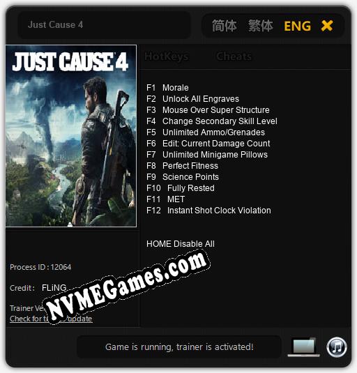 Just Cause 4: Trainer +12 [v1.5]