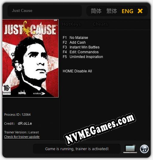 Treinador liberado para Just Cause [v1.0.4]
