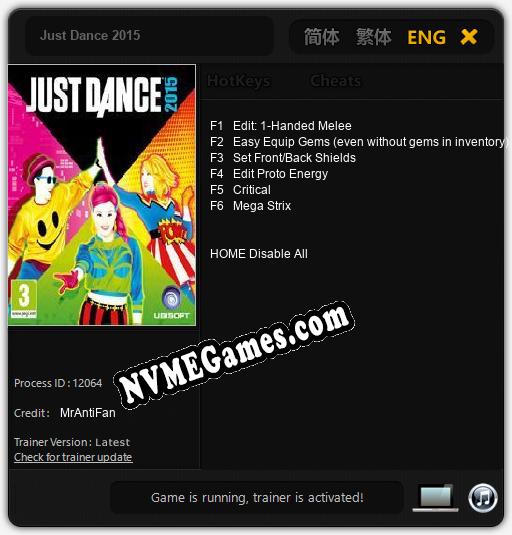 Just Dance 2015: Trainer +6 [v1.6]