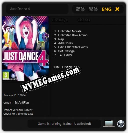 Just Dance 4: Cheats, Trainer +7 [MrAntiFan]