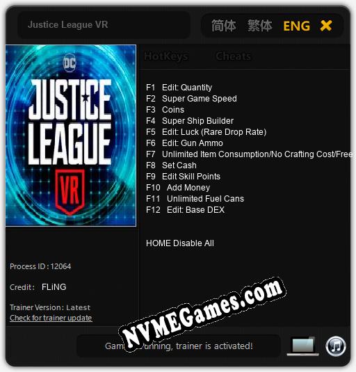 Treinador liberado para Justice League VR [v1.0.4]