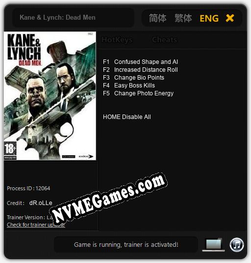 Kane & Lynch: Dead Men: Treinador (V1.0.12)