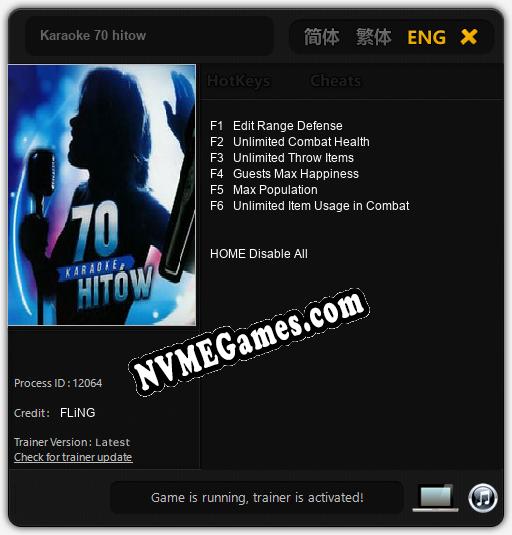 Treinador liberado para Karaoke 70 hitow [v1.0.6]