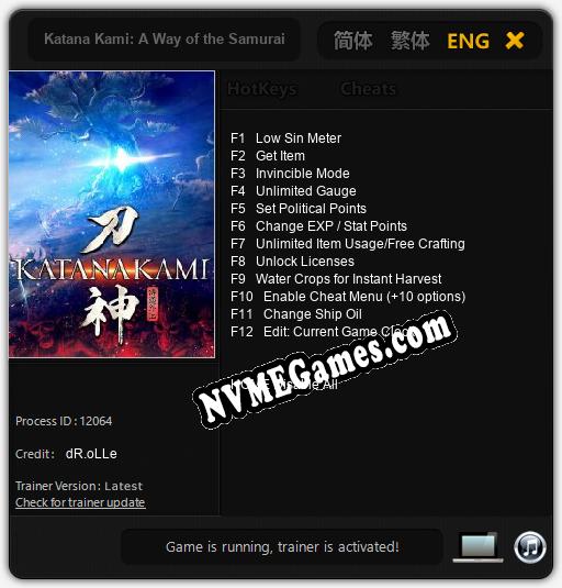 Katana Kami: A Way of the Samurai Story: Treinador (V1.0.59)