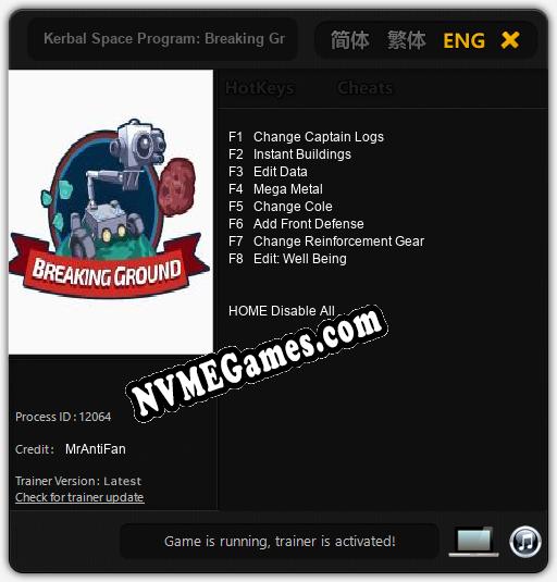 Kerbal Space Program: Breaking Ground Expansion: Trainer +8 [v1.9]