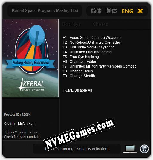 Kerbal Space Program: Making History Expansion: Treinador (V1.0.91)