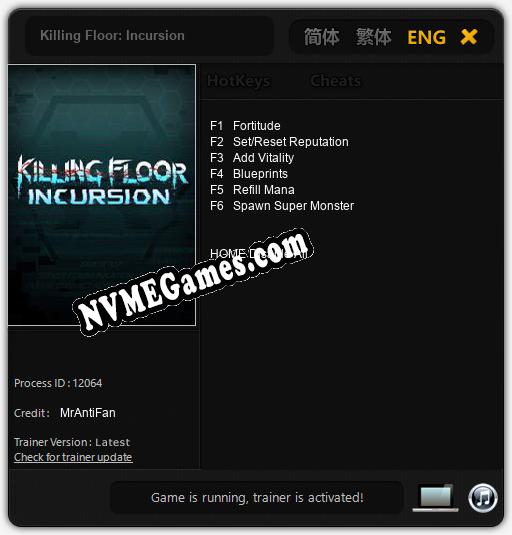 Killing Floor: Incursion: Trainer +6 [v1.1]