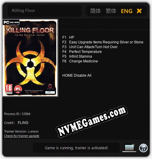 Treinador liberado para Killing Floor [v1.0.6]