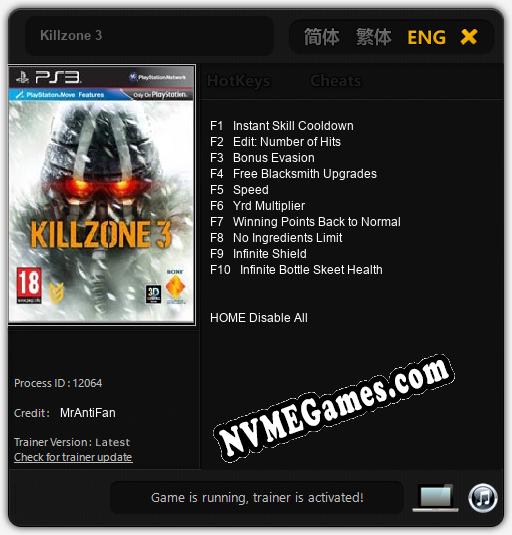 Killzone 3: Cheats, Trainer +10 [MrAntiFan]