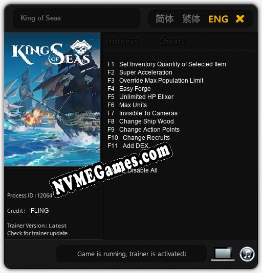 Treinador liberado para King of Seas [v1.0.8]