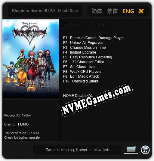 Kingdom Hearts HD 2.8: Final Chapter Prologue: Cheats, Trainer +10 [FLiNG]