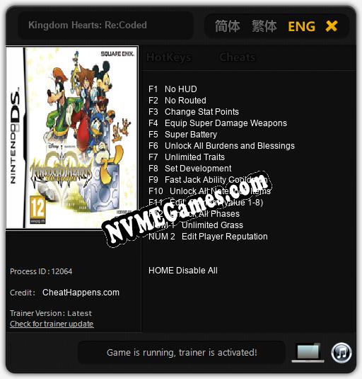 Kingdom Hearts: Re:Coded: Trainer +14 [v1.2]