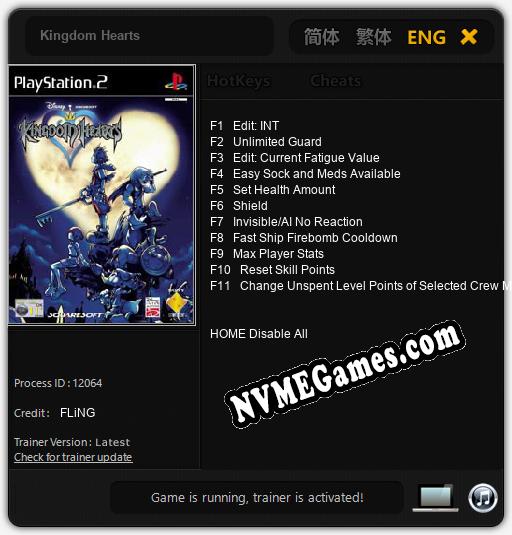 Kingdom Hearts: Cheats, Trainer +11 [FLiNG]