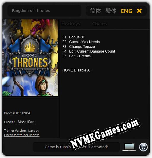 Kingdom of Thrones: Treinador (V1.0.48)