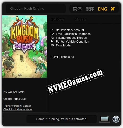 Treinador liberado para Kingdom Rush Origins [v1.0.6]