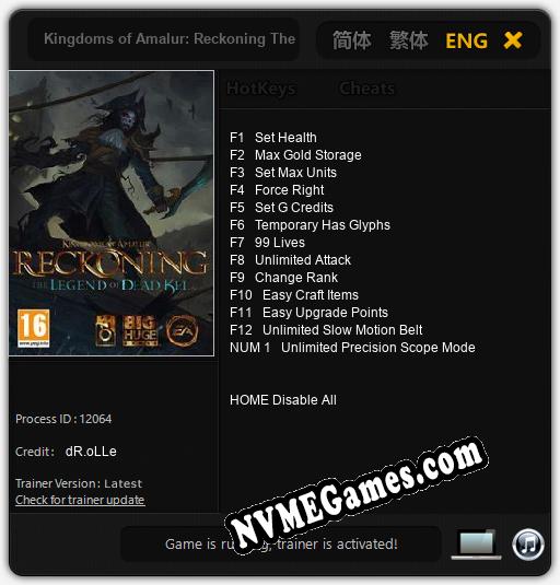 Kingdoms of Amalur: Reckoning The Legend of Dead Kel: Trainer +13 [v1.6]