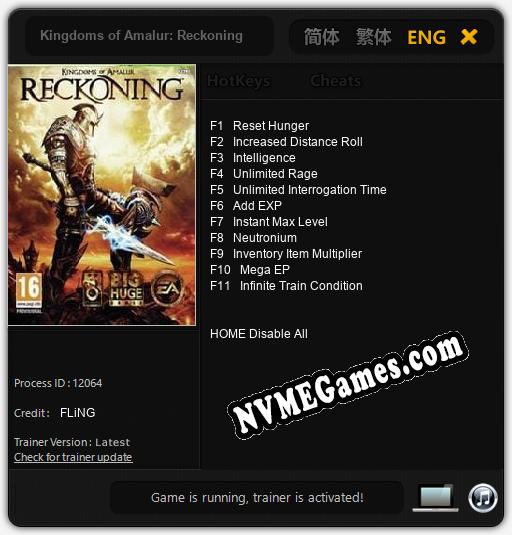 Kingdoms of Amalur: Reckoning: Cheats, Trainer +11 [FLiNG]