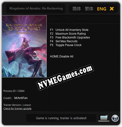 Kingdoms of Amalur: Re-Reckoning Fatesworn: Cheats, Trainer +5 [MrAntiFan]