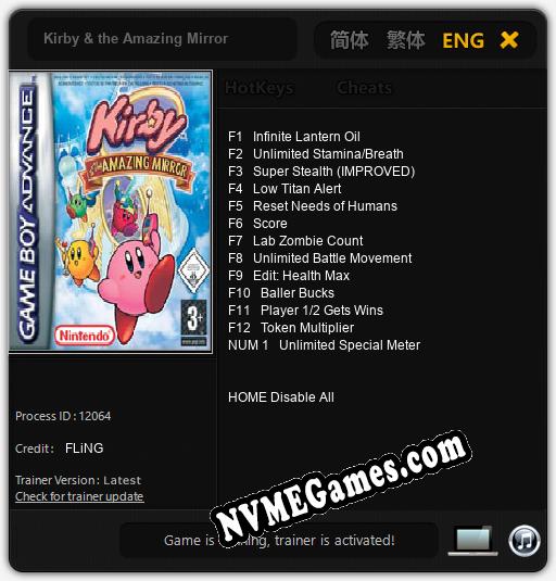 Treinador liberado para Kirby & the Amazing Mirror [v1.0.5]