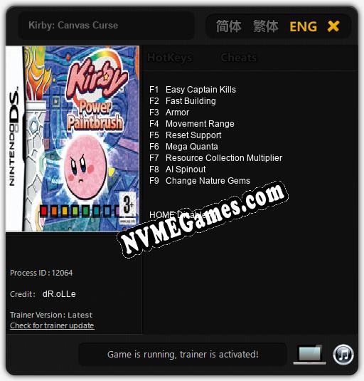 Kirby: Canvas Curse: Cheats, Trainer +9 [dR.oLLe]