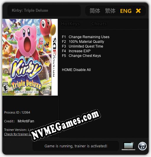 Kirby: Triple Deluxe: Trainer +5 [v1.2]