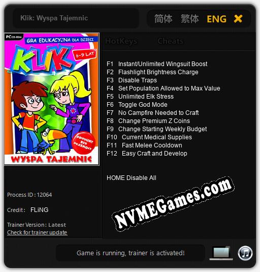 Klik: Wyspa Tajemnic: Trainer +12 [v1.9]