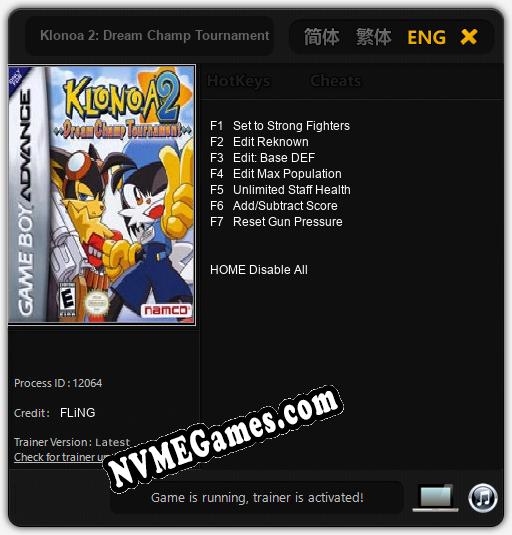 Klonoa 2: Dream Champ Tournament: Cheats, Trainer +7 [FLiNG]