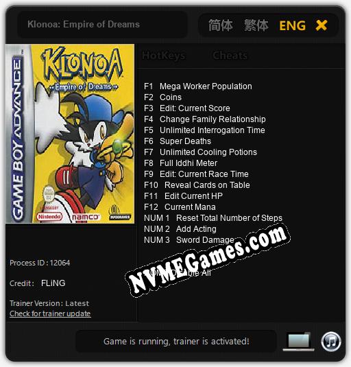 Klonoa: Empire of Dreams: Cheats, Trainer +15 [FLiNG]