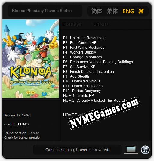 Klonoa Phantasy Reverie Series: Cheats, Trainer +14 [FLiNG]