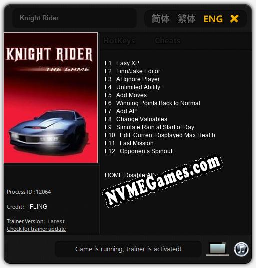 Treinador liberado para Knight Rider [v1.0.2]