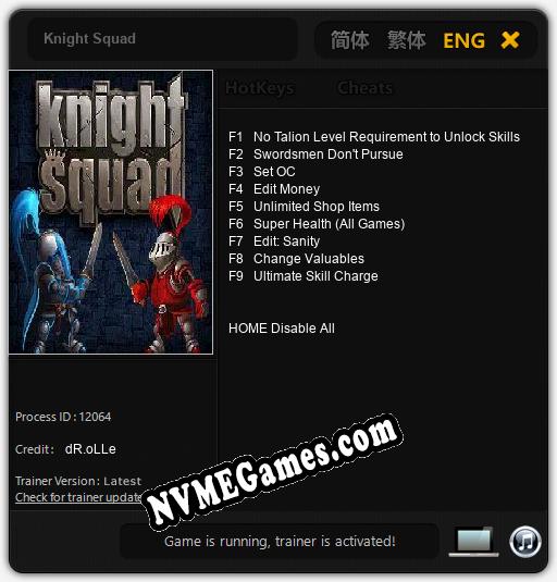 Treinador liberado para Knight Squad [v1.0.6]