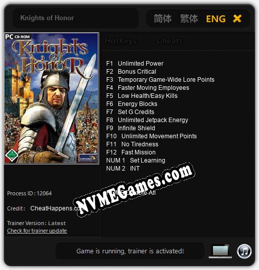 Knights of Honor: Cheats, Trainer +14 [CheatHappens.com]