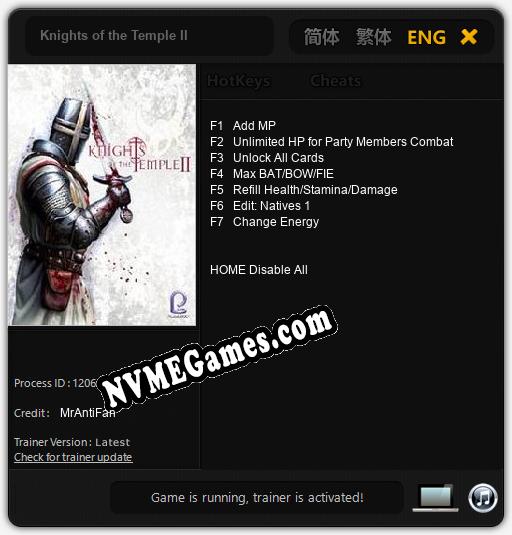 Treinador liberado para Knights of the Temple II [v1.0.5]