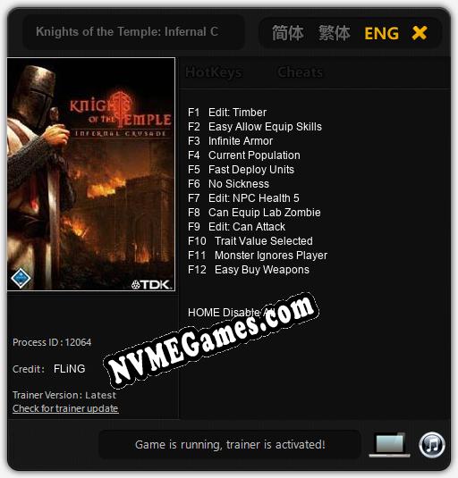 Knights of the Temple: Infernal Crusade: Trainer +12 [v1.5]