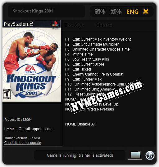 Treinador liberado para Knockout Kings 2001 [v1.0.2]