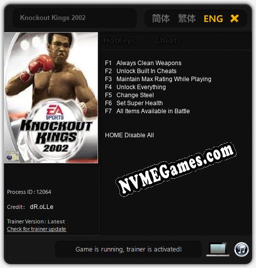 Knockout Kings 2002: Cheats, Trainer +7 [dR.oLLe]