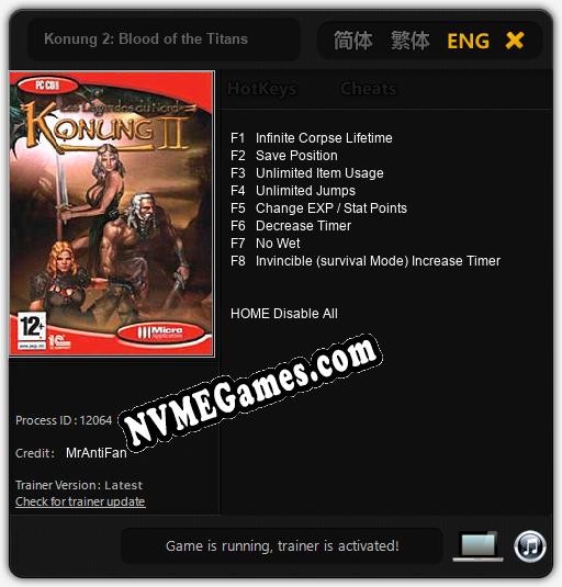 Konung 2: Blood of the Titans: Cheats, Trainer +8 [MrAntiFan]